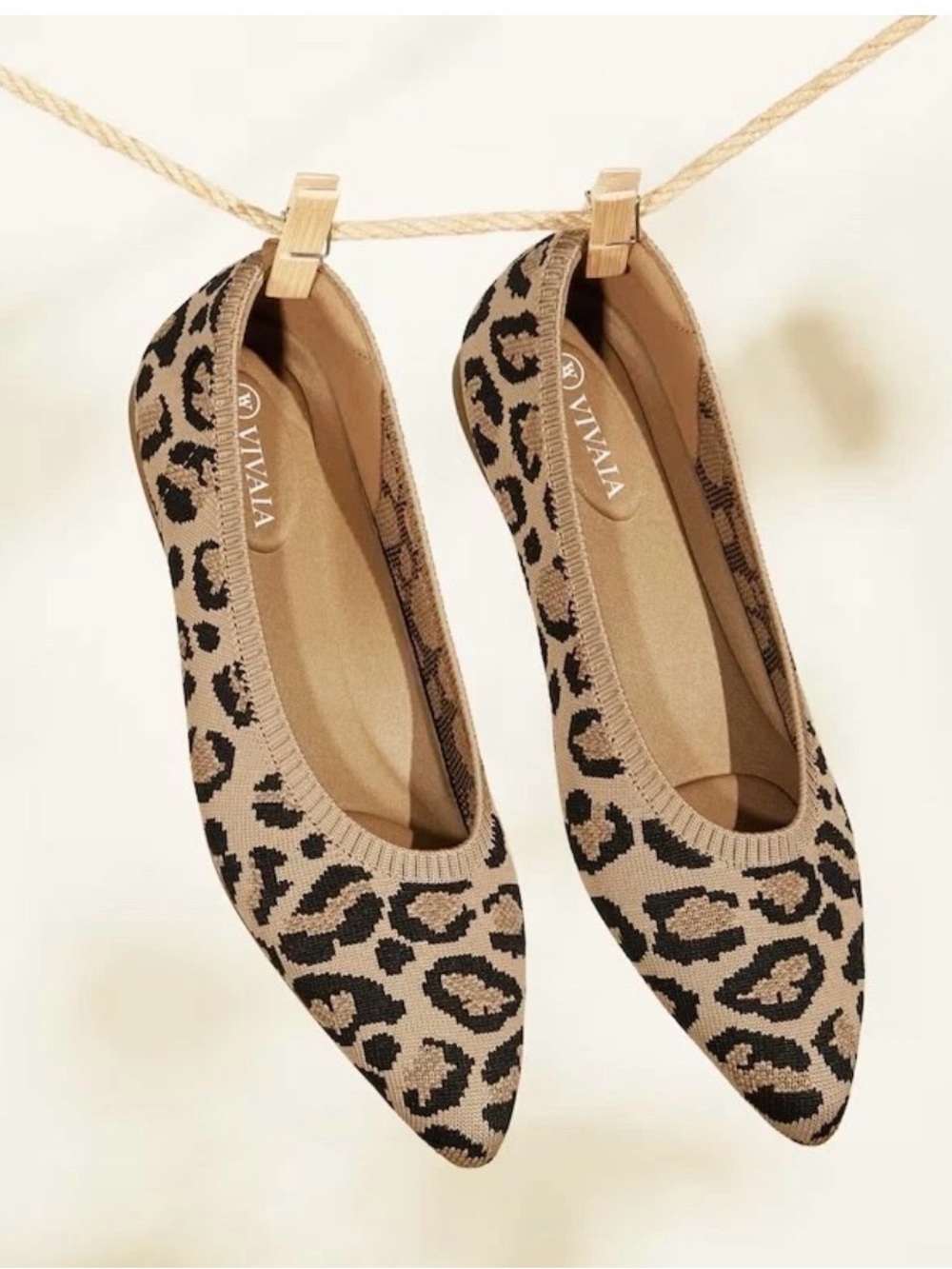 VIVAIA Aria Pointed-Toe Ballet Flats shoes brown leopard sz 43 11 11.5 new NWOT